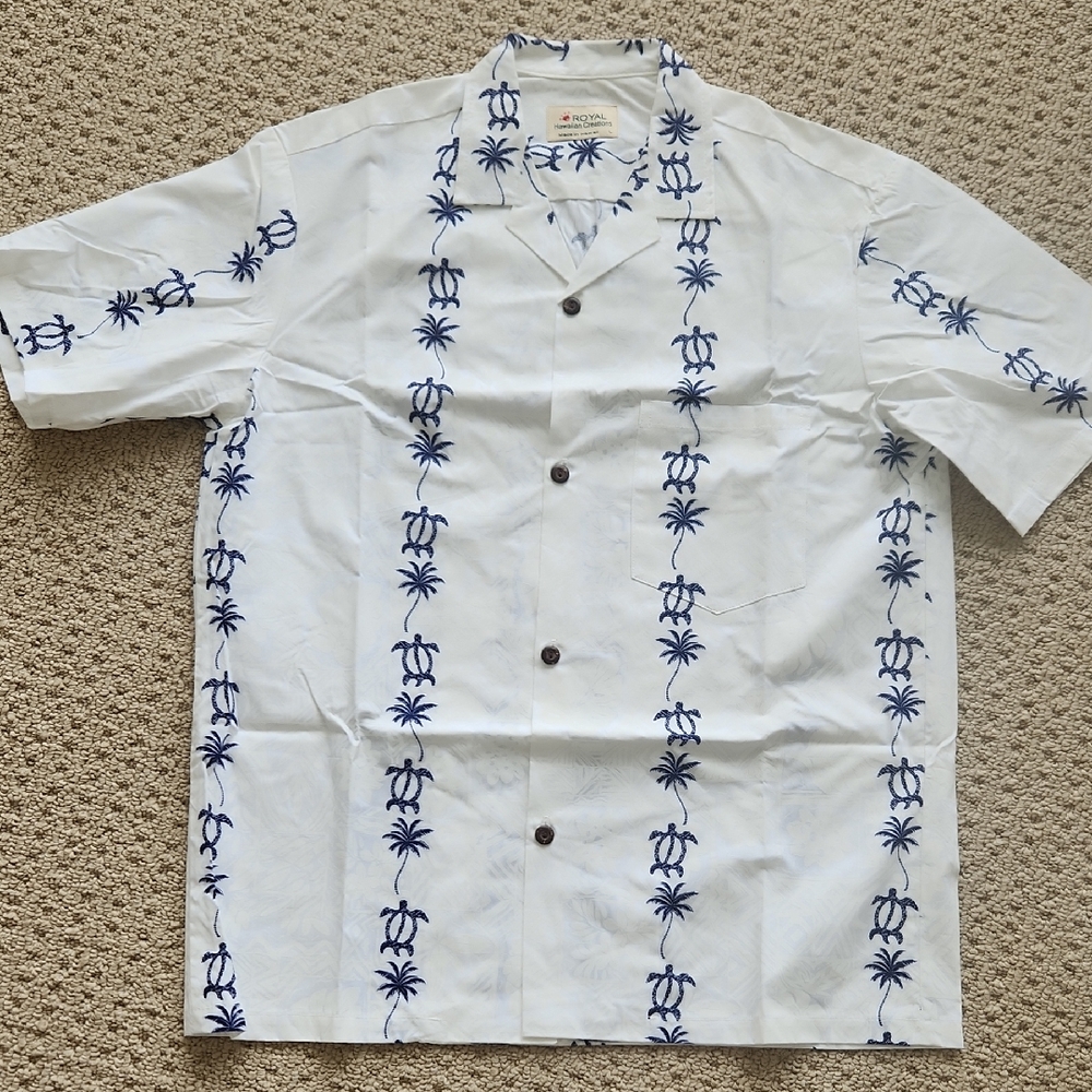 Tommy Bahama White and Blue Palm Shirt